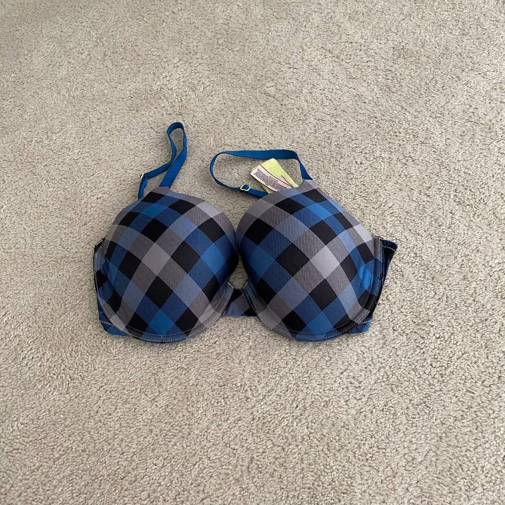 Victoria’s Secret Chic Plaid Blue and Black Bra